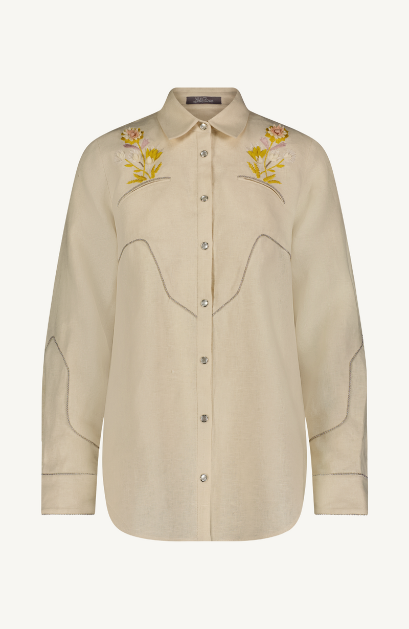 Flower Vase Embroidery Shirt