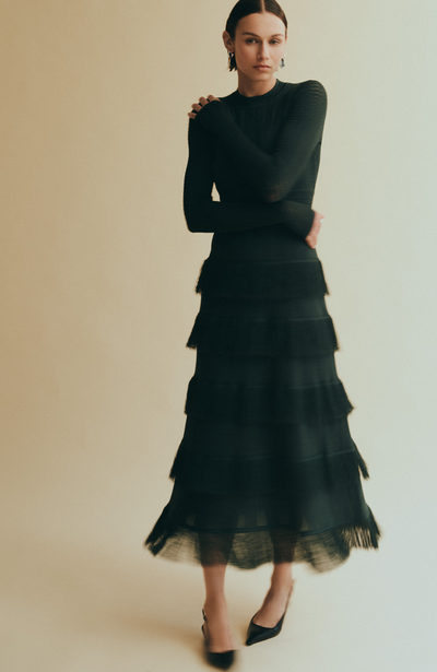 Fringe Detail Knit Piper Dress