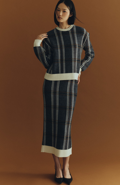 Plaid Jacquard Knit Pullover