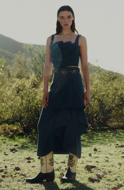 Denim Ruffle Starling Skirt