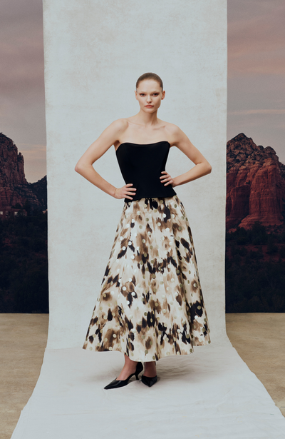 Fluid Crepe Draped Bustier
