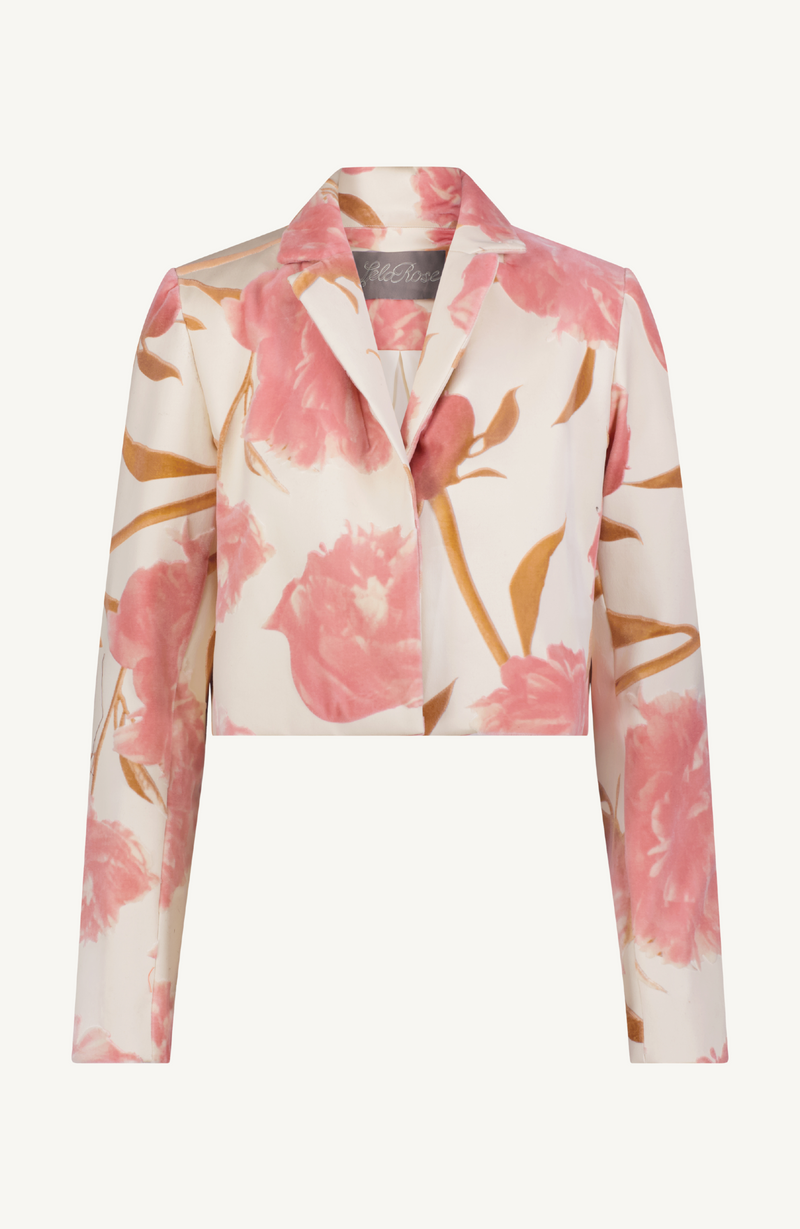 Floral Velvet Cropped Tucked Jacket