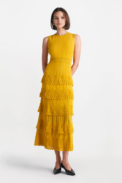 Crochet Ruffle Knit Sleeveless Piper Dress