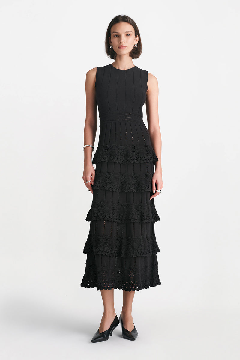 Crochet Ruffle Knit Sleeveless Piper Dress