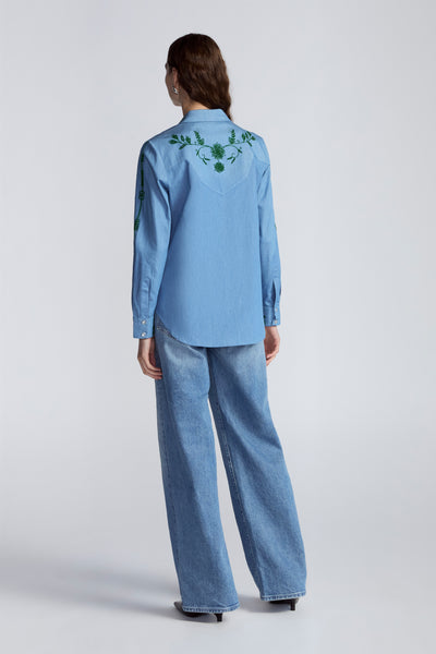 Floral Seed Bead Classic Ranch Shirt