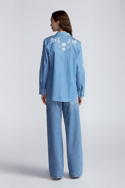 Floral Seed Bead Classic Ranch Shirt