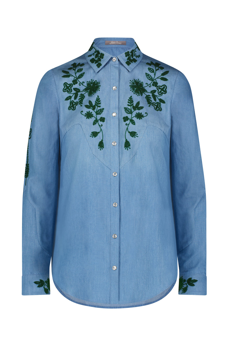 Floral Seed Bead Classic Ranch Shirt