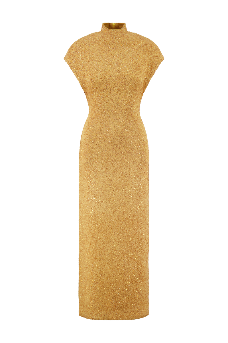 Sequin Knit Mock Neck Dress
