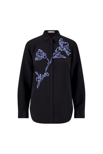 Ikat Floral Embroidered Shirt