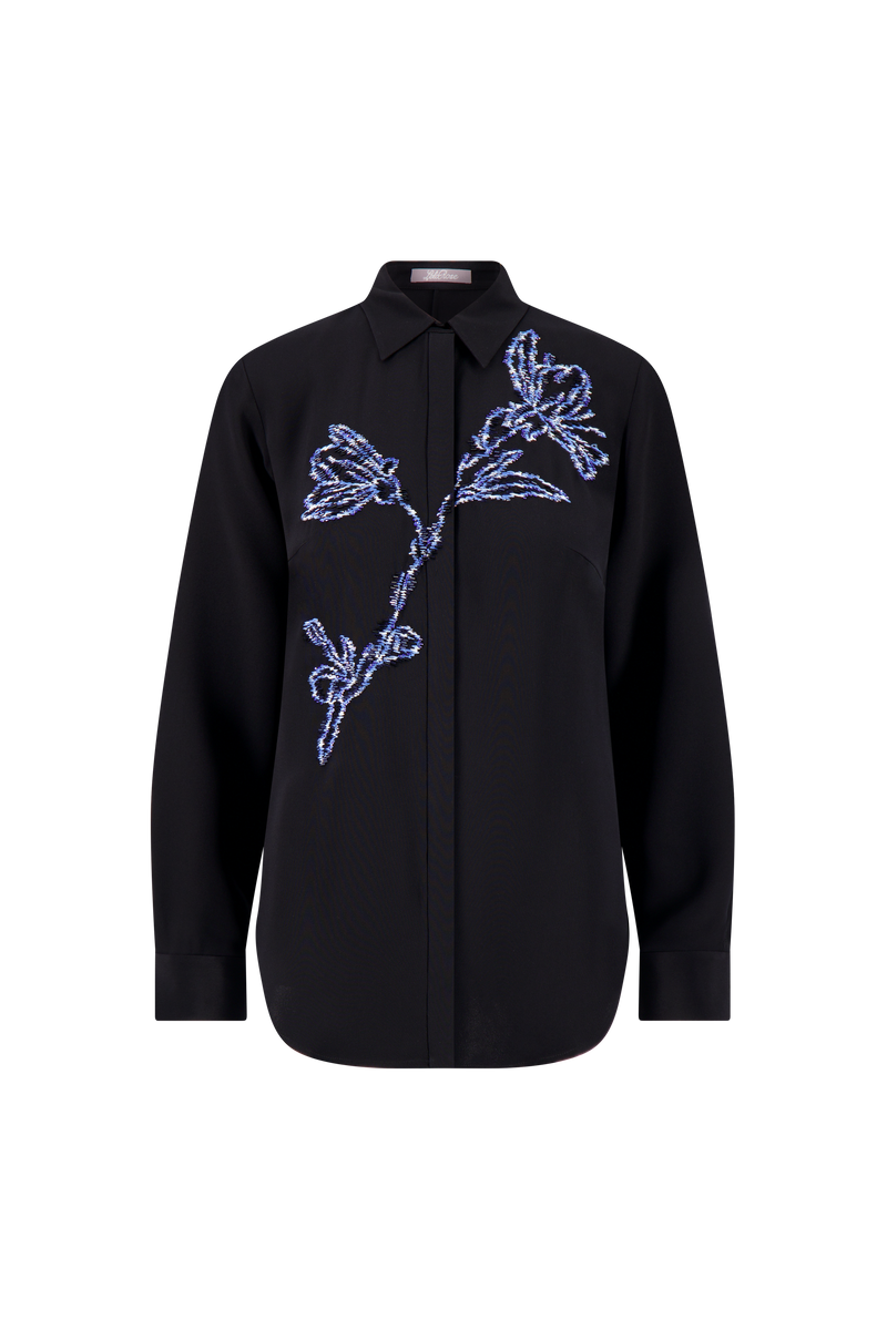Ikat Floral Embroidered Shirt