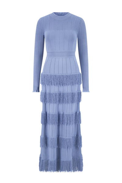 Fringe Detail Knit Piper Dress Lela Rose Fringe Detail Knit Piper Dress Lela Rose