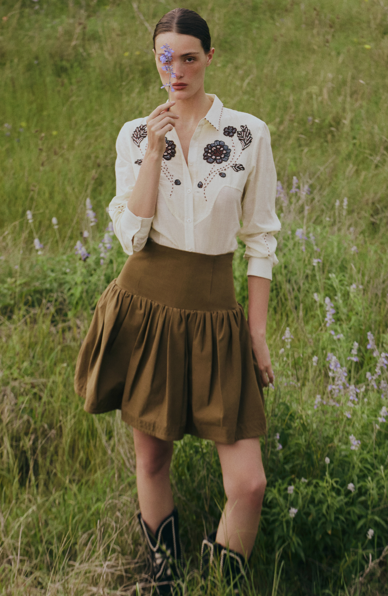 Rustic Stretch Cotton Mini Skirt