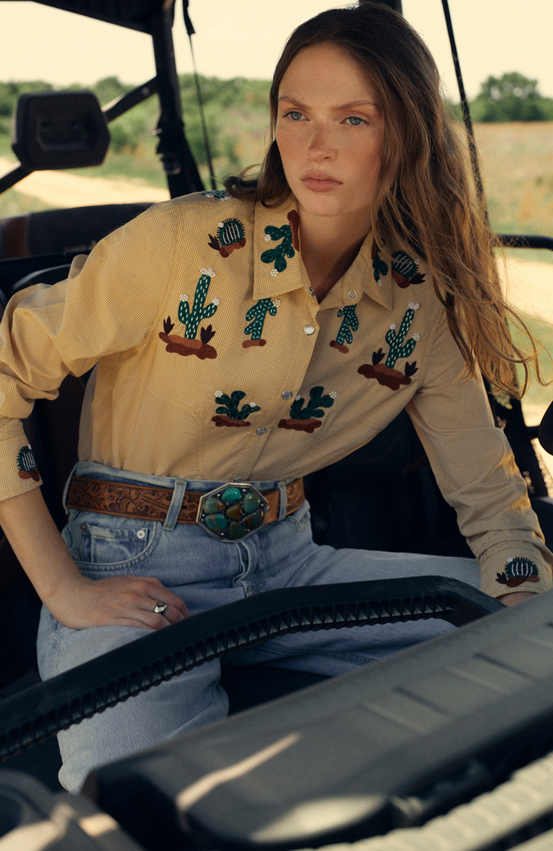 Conversation Embroidery Cactus Shirt