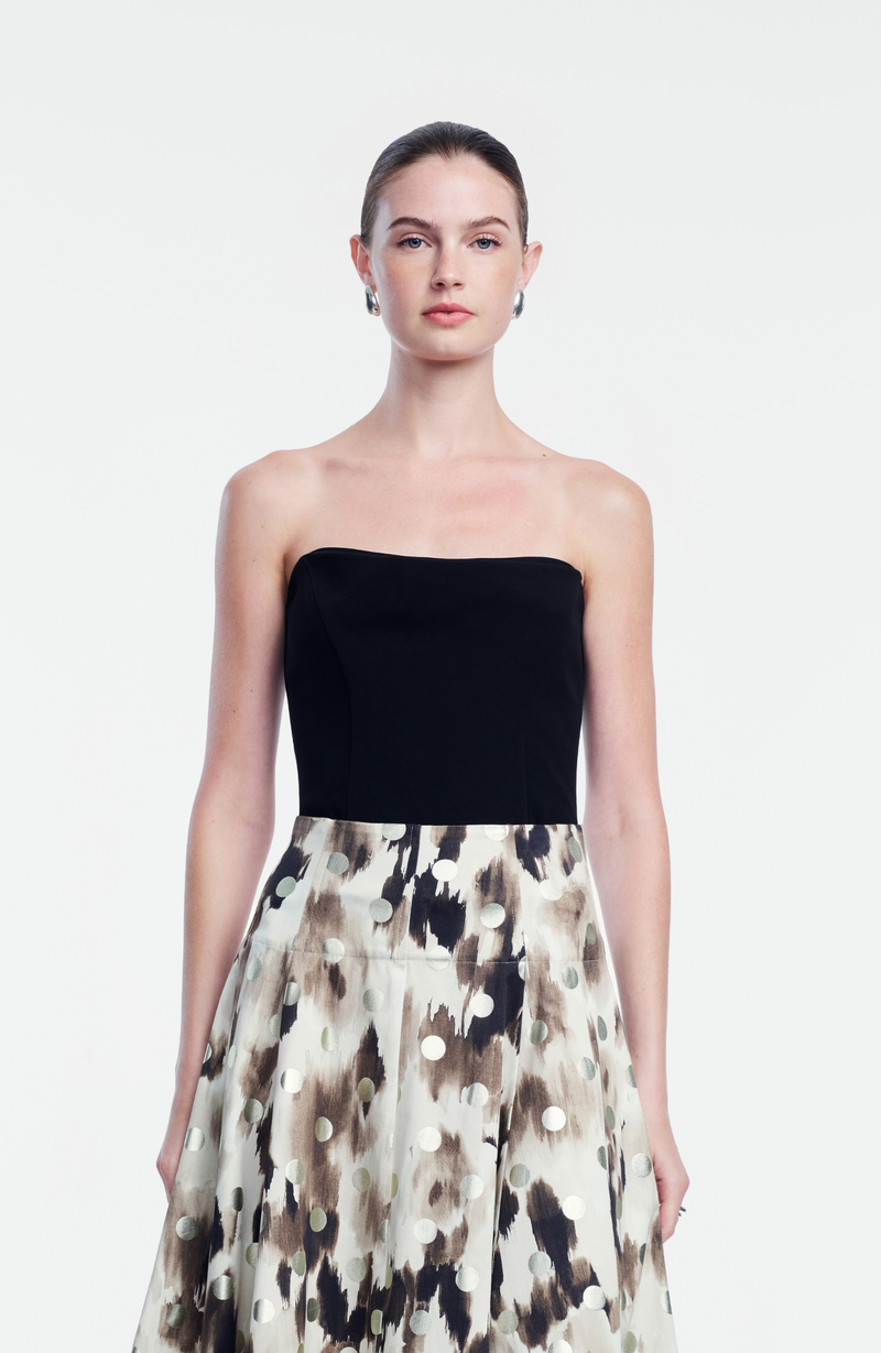 Fluid Crepe Draped Bustier