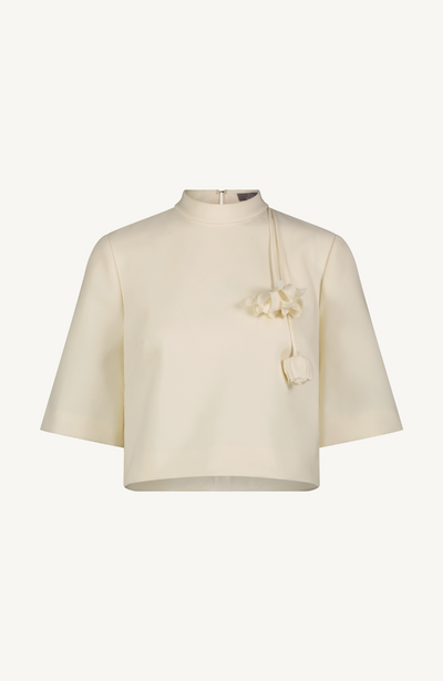 Stretch Twill Drop Flower Crop Top