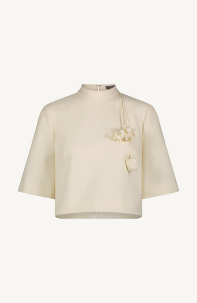 Stretch Twill Drop Flower Crop Top – Lela Rose