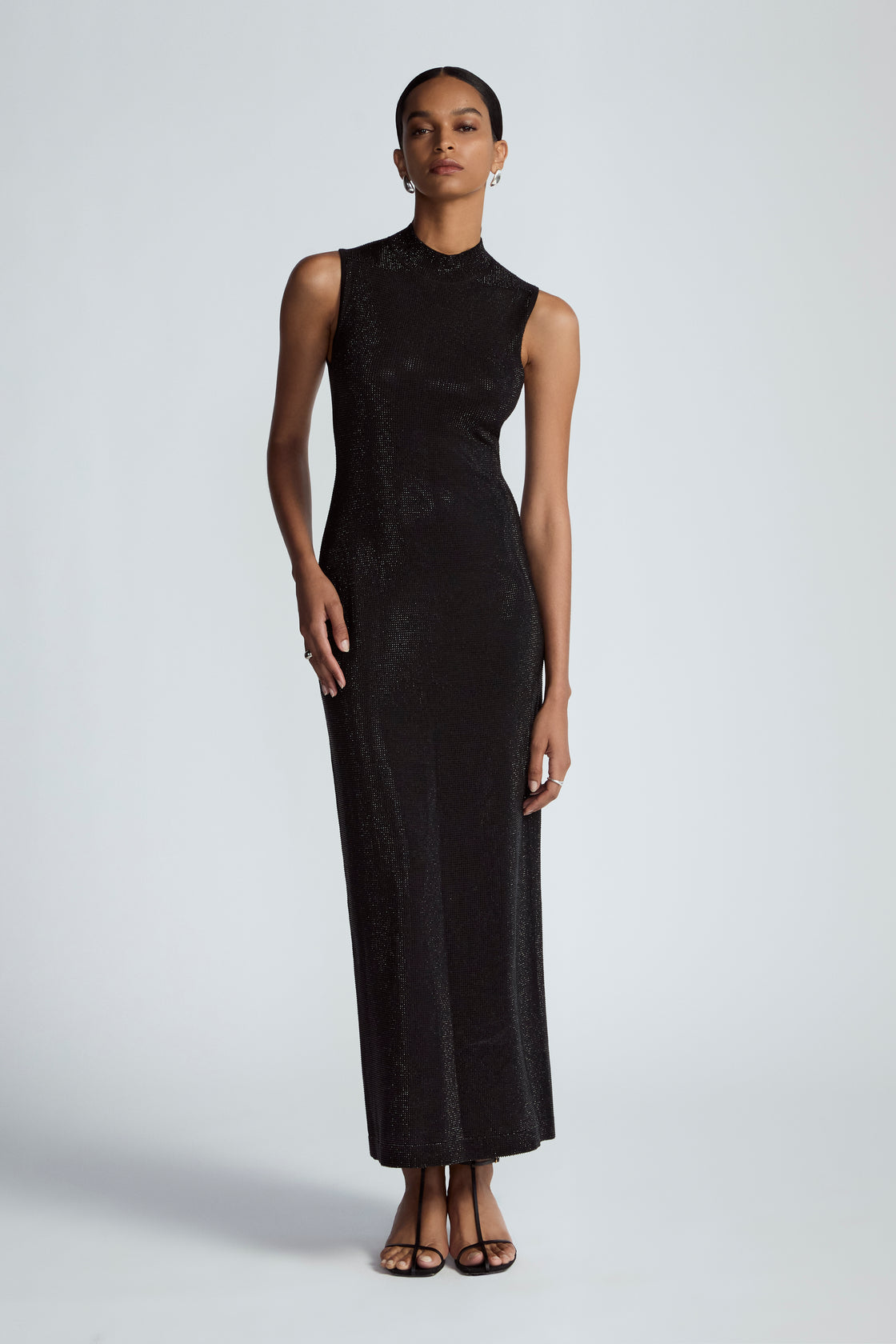 Rhinestone Mock Neck Dress