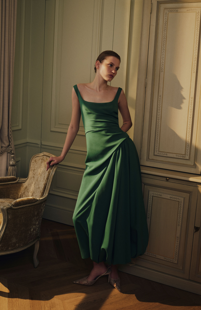 Faille Scoop Neck Bubble Dress