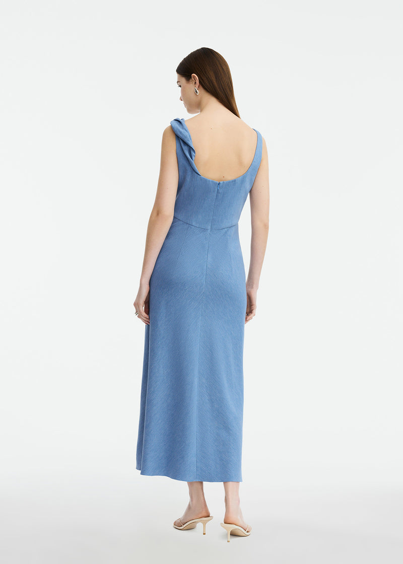 Linen Twist Detail Dress Bluebell / 18 / PF269633 Linen Twist Detail Dress Bluebell / 18 / PF269633