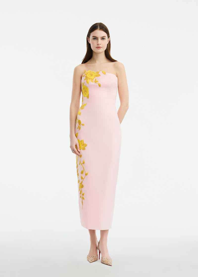 Rose Fil Coupe Strapless Dress Peony/Sunflower / 2 / PF269608