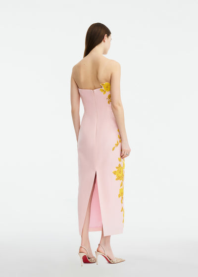 Rose Fil Coupe Strapless Dress