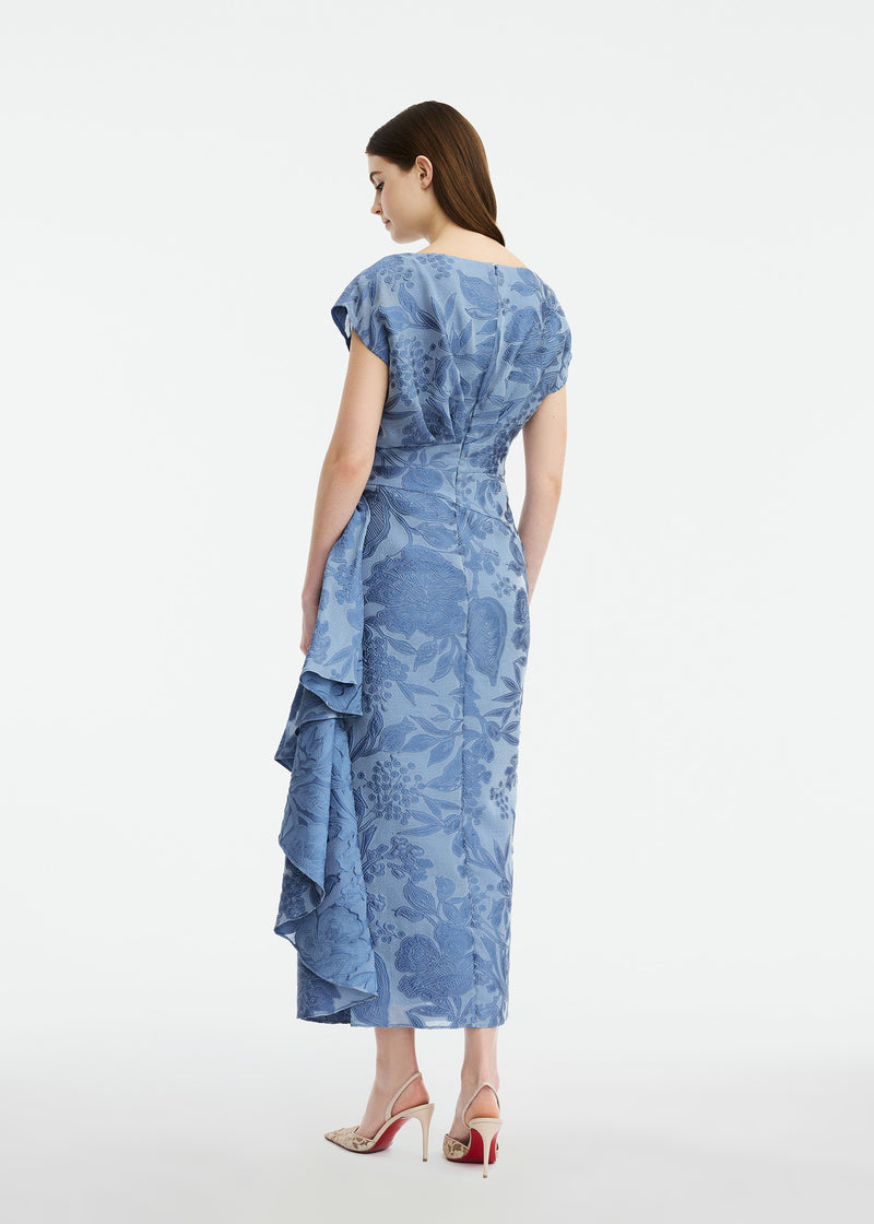 lela rose blue lace dress Lela Rose Women's Asymmetric Floral Embroidered Lace Maxi Dress - Sky main image 1