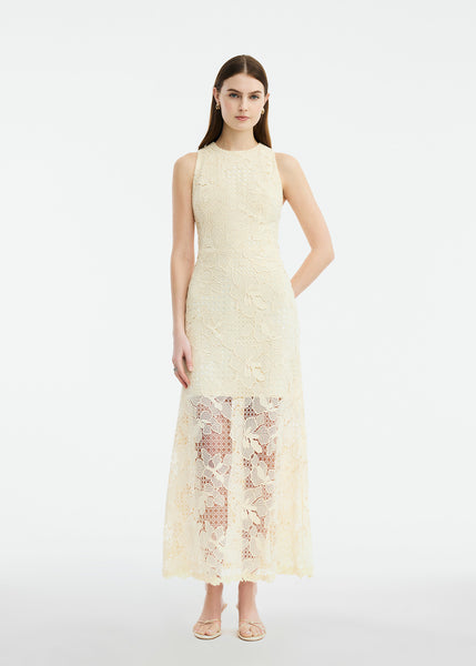 laces tied maxi dress Floral Lace Tied Strap Empire Waist Maxi Dress main image 0