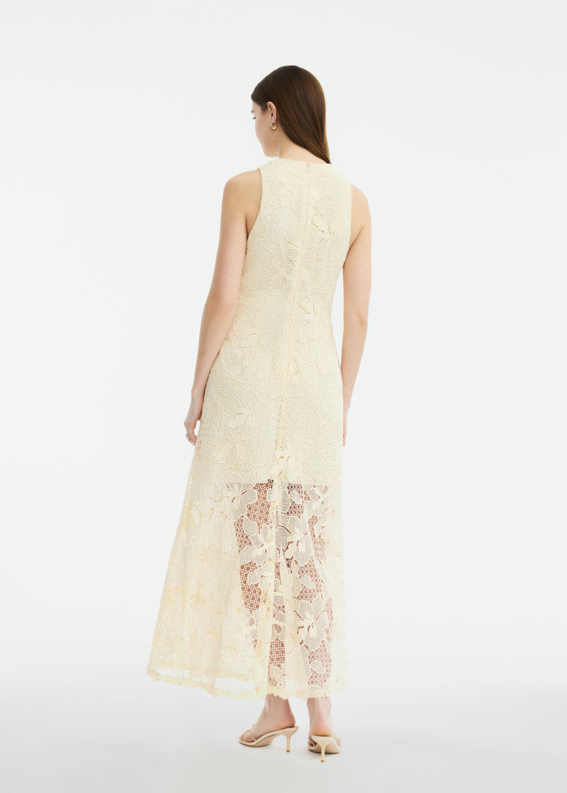 Lattice Guipure Lace Midi Dress Cream / 10 / PF269593