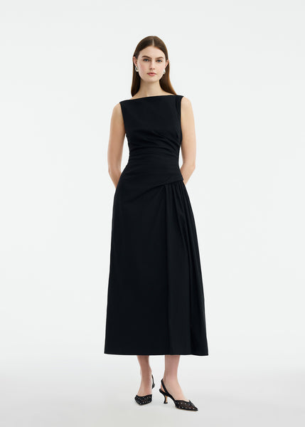 Lela Rose | Cotton Poplin Asymmetrical Flounce Dress