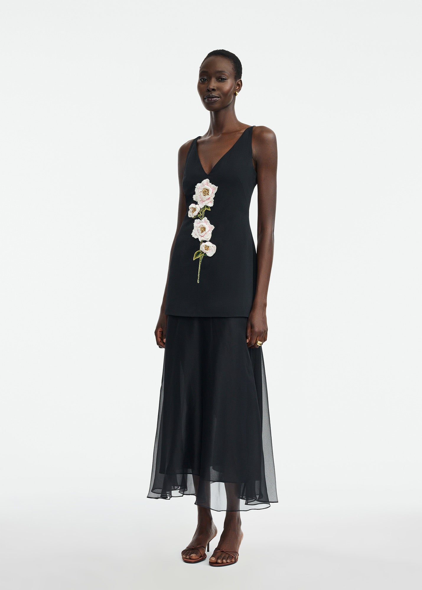3D Peony Embroidered Faille V-Neck Dress – Lela Rose