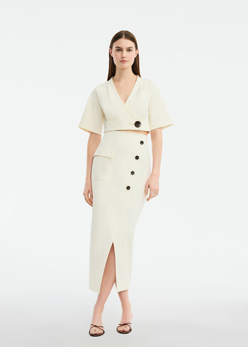 Stretch Cotton Asymmetrical Skirt