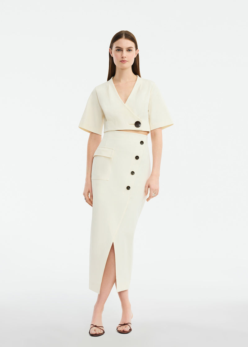 Stretch Cotton Asymmetrical Skirt