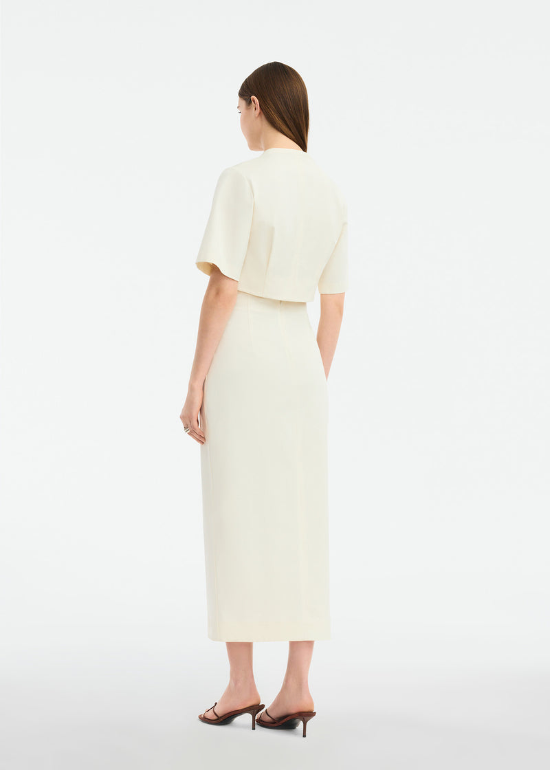 Stretch Cotton Asymmetrical Button Top