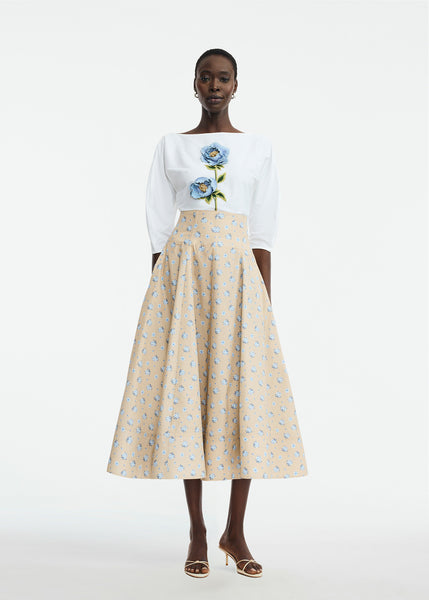 3D Peony Embroidered Cotton Poplin Top – Lela Rose