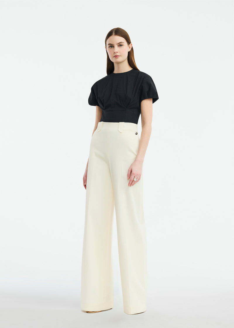 Cotton Poplin Bubble Sleeve Top