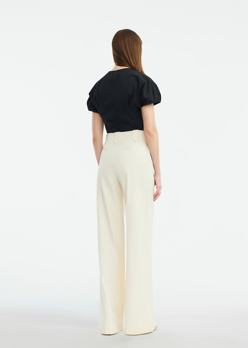 Cotton Poplin Bubble Sleeve Top