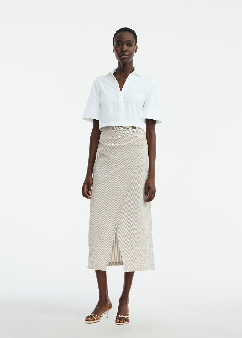 Striped Seersucker Wrap Skirt