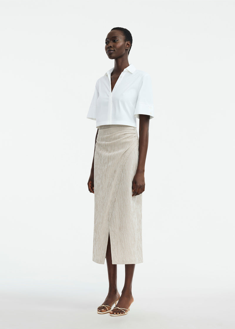 Striped Seersucker Wrap Skirt