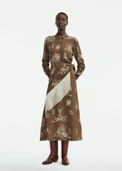 Reyrosa Georgette Fringe Midi Skirt