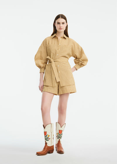 Checked Seersucker Button Down Shirt