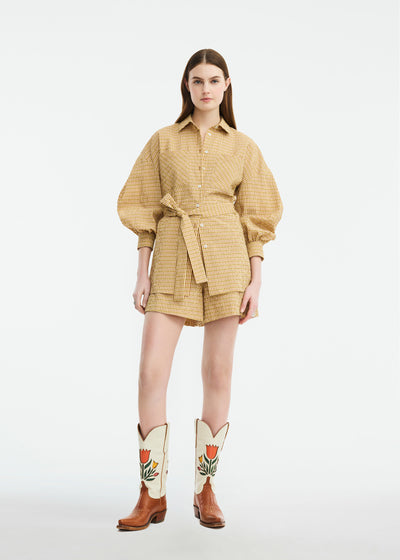 Checked Seersucker Button Down Shirt