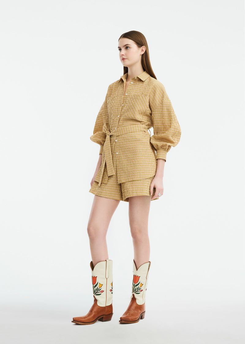 Checked Seersucker Button Down Shirt