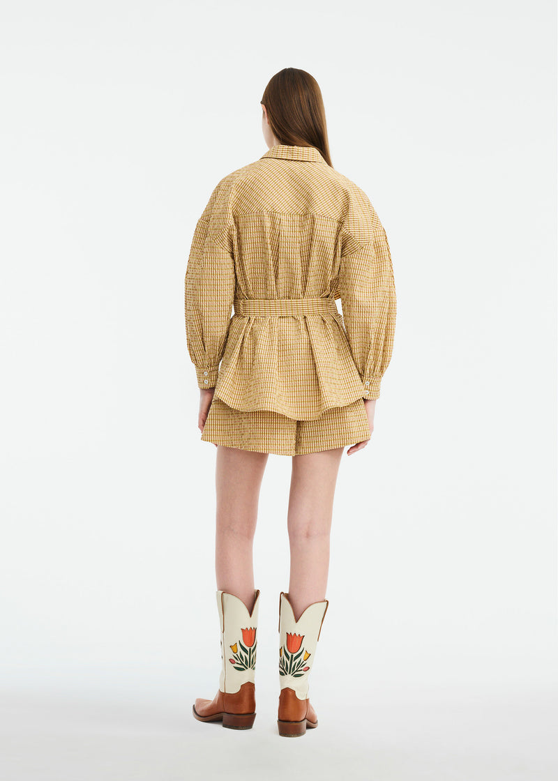 Checked Seersucker Button Down Shirt