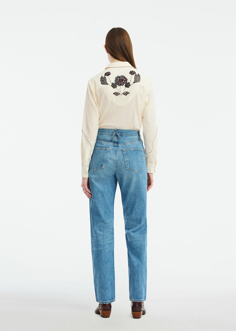 Floral Bugle Embroidered Voile Shirt