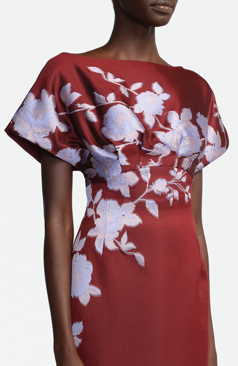 Rose Fil Coupe Column Gown