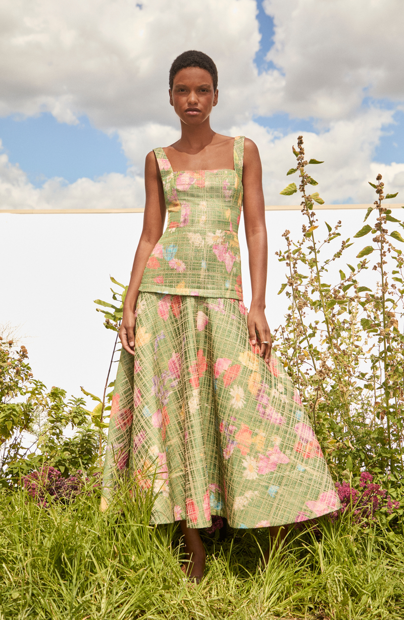 Floral Raffia Square Neck Dress Cactus / 14 / S269511 Floral Raffia Square Neck Dress Cactus / 14 / S269511