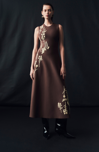 Raffia Embroidered Knit Hailey Dress