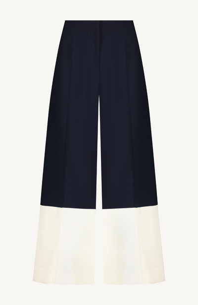 Stretch Twill Two-Tone Wide Leg Pant