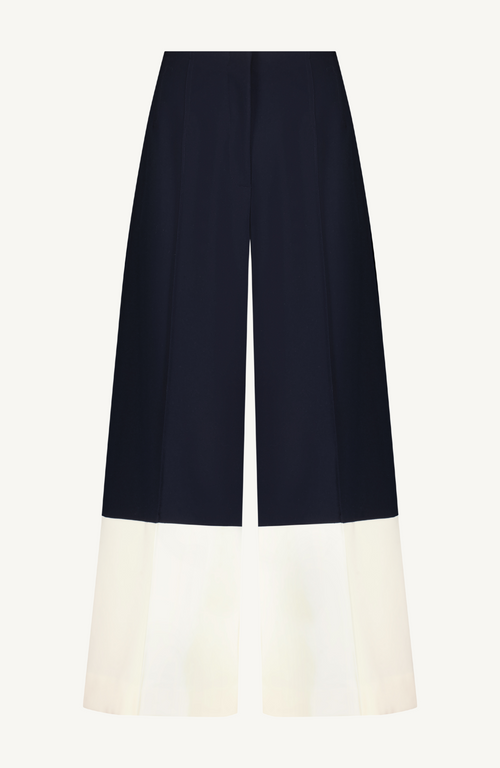 Stretch Twill Two-Tone Wide Leg Pant