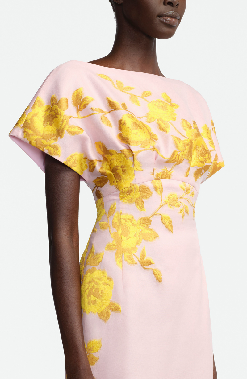 Rose Fil Coupe Column Gown